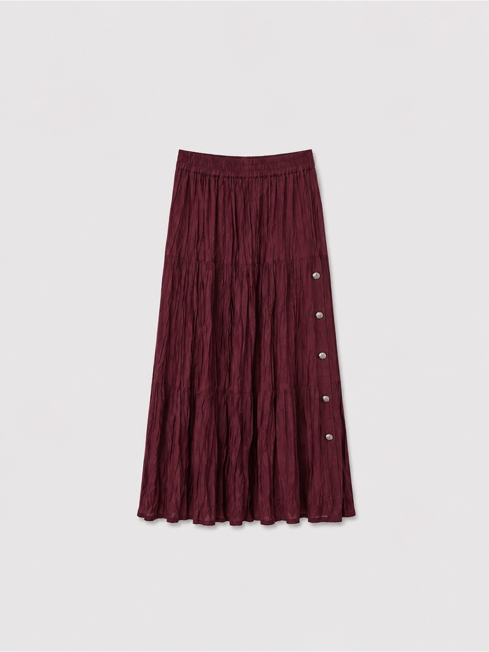 Women's Deep Burgundy Maxi Skirt with Side Button Detail